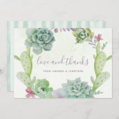 水彩デザートサボテン結婚ツ サンキューカード (正面/裏面)