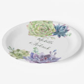 水彩デザートサボテン結婚ツ ペーパープレート (アングル)