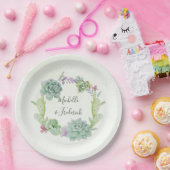 水彩デザートサボテン結婚ツ ペーパープレート (パーティー)