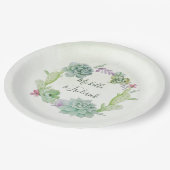 水彩デザートサボテン結婚ツ ペーパープレート (アングル)