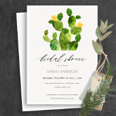 水彩デザートサボテン花ブライダルシャワー 招待状