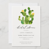 水彩デザートサボテン花ブライダルシャワー 招待状 (正面)