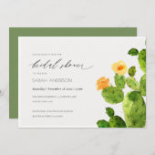 水彩デザートサボテン花ブライダルシャワー 招待状 (正面/裏面)