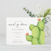 水彩デザートサボテン花メイド・オブ・オーナー（花嫁付き添い人） 招待状 (スタンド正面)