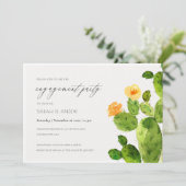 水彩デザートサボテン花婚約 招待状 (スタンド正面)