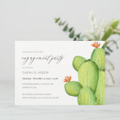 水彩デザートサボテン花婚約 招待状 (スタンド正面)