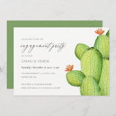 水彩デザートサボテン花婚約 招待状 (正面/裏面)