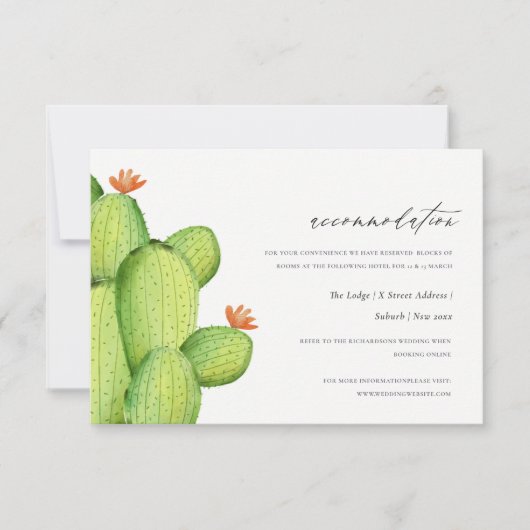 水彩デザートサボテン花宿泊施設 招待状 (正面)