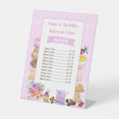 水彩デザートピンク価格ベーカリーカフェ標識 台座サイン (正面)