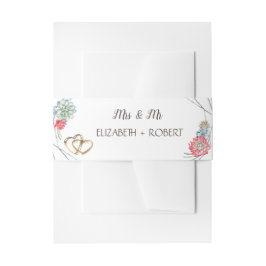 水彩デザートレッド多肉類ハート 招待状ベリーバンド