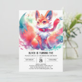 水彩デジタルキツネ誕生日 招待状 (スタンド正面)