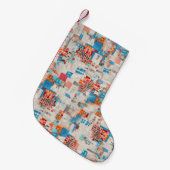 水彩デジタルテクスチャパターン スモールクリスマスストッキング (正面 (吊り時))