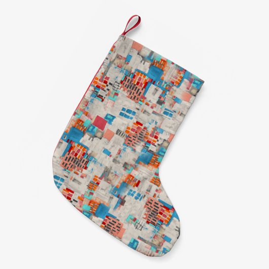水彩デジタルテクスチャパターン スモールクリスマスストッキング (正面 (吊り時))