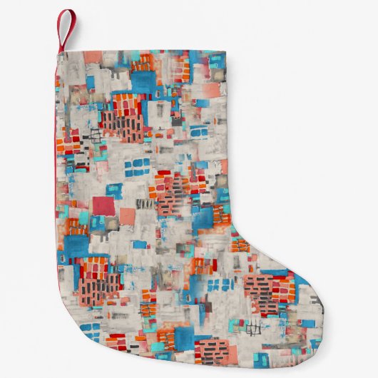 水彩デジタルテクスチャパターン スモールクリスマスストッキング (正面)