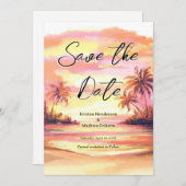 水彩デジタルビーチ結婚式 セーブザデート (正面/裏面)