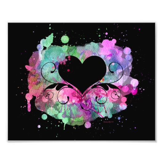 水彩デジタ絵画ル |ハート切り出し フォトプリント            (正面)