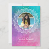 水彩デモダンィワリ写真グリーティングカード カード (正面)