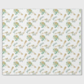 水彩デラックスユーカリ(金ゴールド線) ラッピングペーパー (フラット)