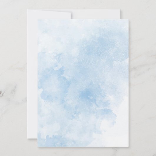 水彩デルフィニウム青い花ベビーシャワー 招待状 (裏面)