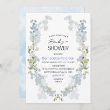 水彩デルフィニウム青い花ベビーシャワー