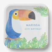 水彩トゥーカン誕生日 ペーパープレート (正面)