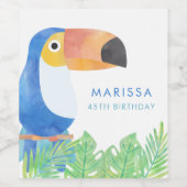 水彩トゥーカン誕生日 ワインラベル (シングルラベル)