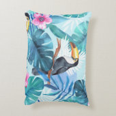 水彩トゥーカン:熱帯シームレス アクセントクッション (裏面(縦))