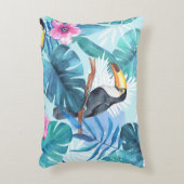 水彩トゥーカン:熱帯シームレス アクセントクッション (正面(垂直))
