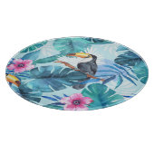 水彩トゥーカン：熱帯シームレス カッティングボード (角)