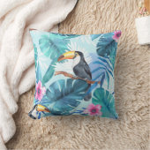 水彩トゥーカン：熱帯シームレス クッション (ブランケット)