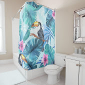 水彩トゥーカン:熱帯シームレス シャワーカーテン (インサイチュ)