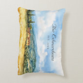 水彩トスカーナ地中海のファミリー名 アクセントクッション (裏面(縦))