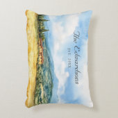 水彩トスカーナ地中海のファミリー名 アクセントクッション (正面(垂直))