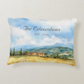 水彩トスカーナ地中海のファミリー名 アクセントクッション (裏面)