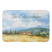 水彩トスカーナ地中海のファミリー名 バスマット (正面)