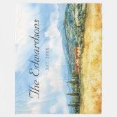 水彩トスカーナ地中海のファミリー名 フリースブランケット (正面)