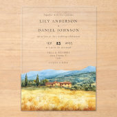 水彩トスカーナ イタリア 目的地 ウェディング アクリル招待状 (正面)