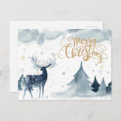 水彩トナカイのクリスマスポストカード インビテーションポストカード (正面/裏面)