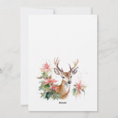 水彩トナカイのポインセチアのクリスマスリーフ シーズンカード (裏面)