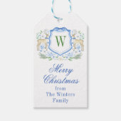 水彩トナカイのモノグラムクレストクリスマス ギフトタグ (正面)