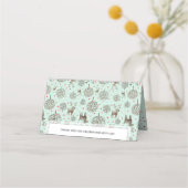 水彩トナカイ模様パステルグリーンAny Color プレイスカード (裏面)