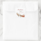 水彩トナカイSanta Clausそりのクリスマス スクエアシール (バッグ)