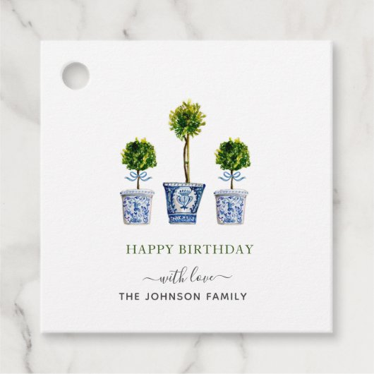 水彩トピアリハッピーバースデーギフトラベル フェイバータグ (正面)