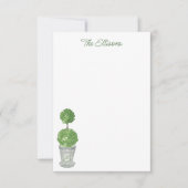 水彩トピアリモノグラムのーノートカード サンキューカード (正面)