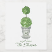 水彩トピアリモノグラムの ワインラベル (シングルラベル)