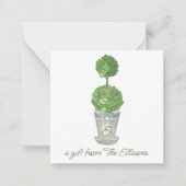 水彩トピアリーモノグラムのギフトエンクロージャー ノートカード (正面)