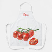 水彩トマトカスタマイズ可能エプロン エプロン (正面)
