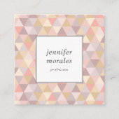 水彩トライアングルマーブグレーピンククリームイエロー スクエア名刺 (正面)