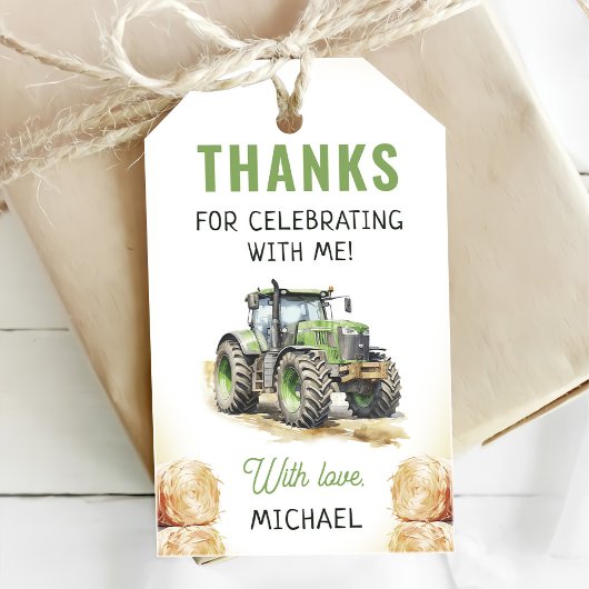 水彩トラクター誕生日パーティー ギフトタグ