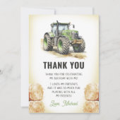 水彩トラクター誕生日パーティー サンキューカード (正面)